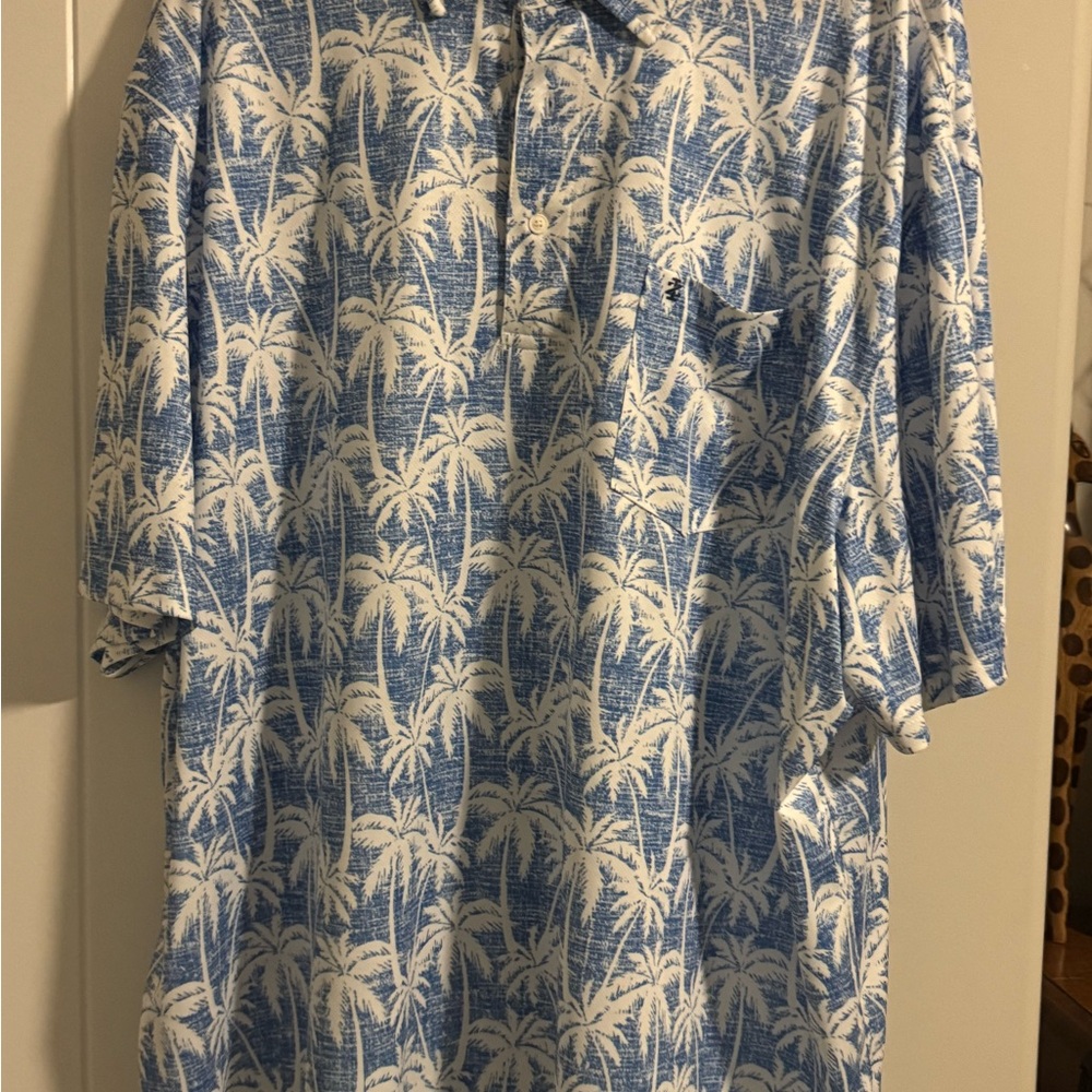 IZOD Tropical Blue Palm Print Men's Shirt